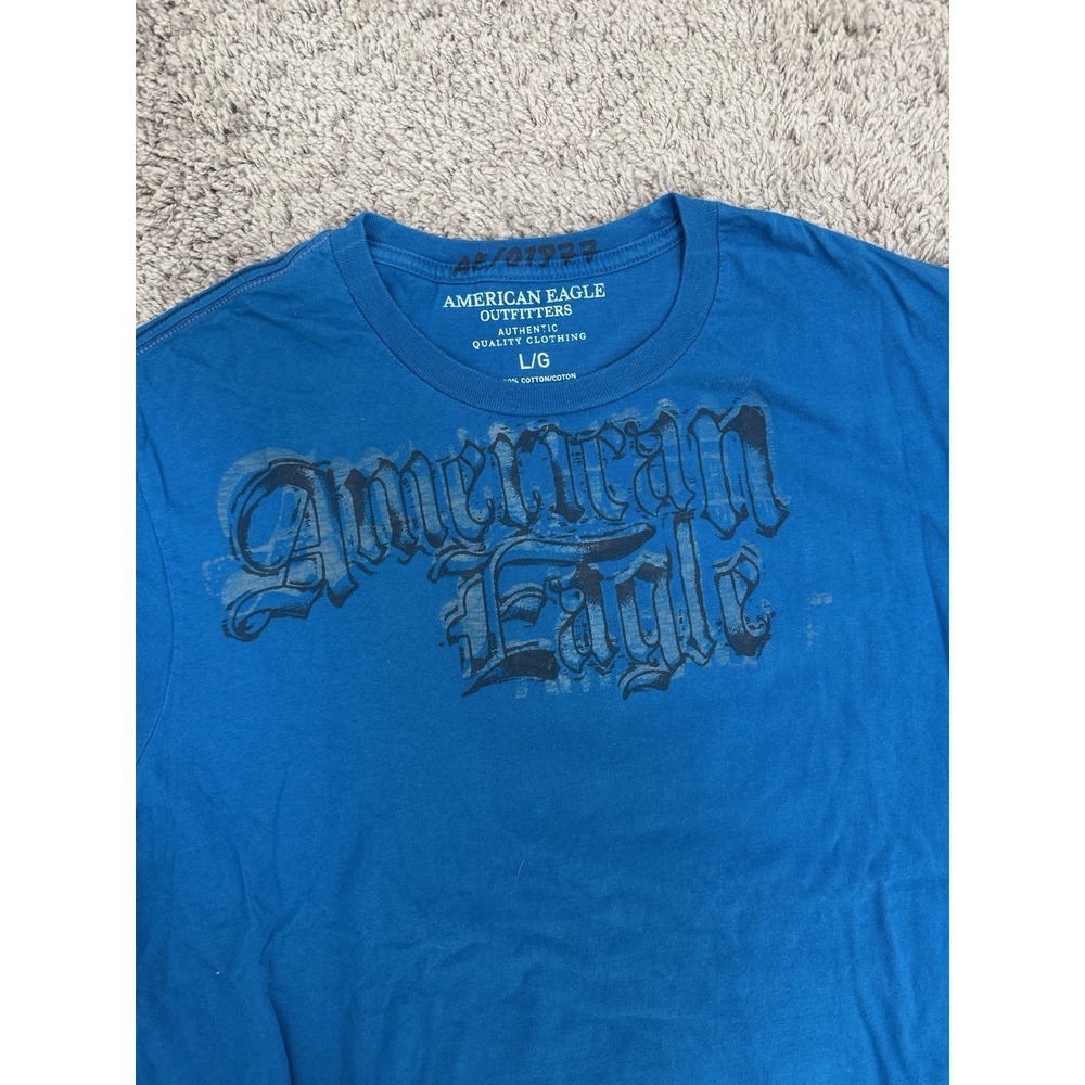 American Eagle Outfitters Mens Blue Graphic Print Crew Neck Tee Size L